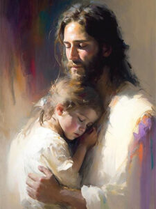 Jesus embracing young girl